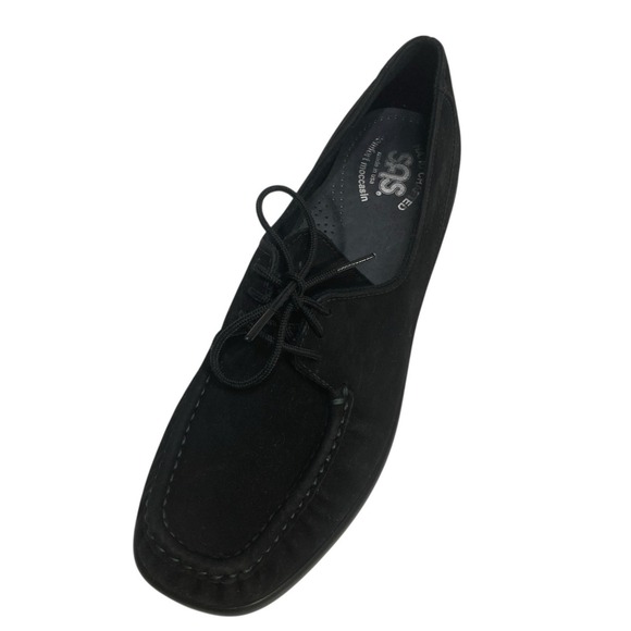 SAS Shoes - SAS Petra Lace Up Oxford Shoes Suede Comfort Moccasin Women's 7.5 N‎ Black Flats